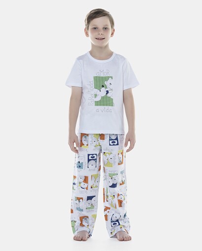 Pijama Masculino Kids Manga Curta e Calça