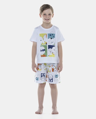 Pijama Masculino Kids Manga Curta e Bermuda