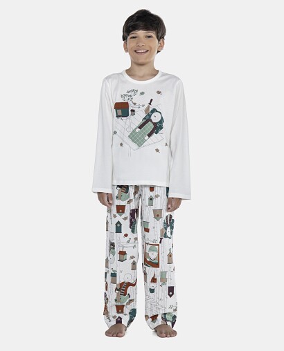 Pijama Masculino Kids Manga Longa e Calça