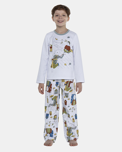 Pijama Masculino Kids Manga Longa e Calça Moletinho
