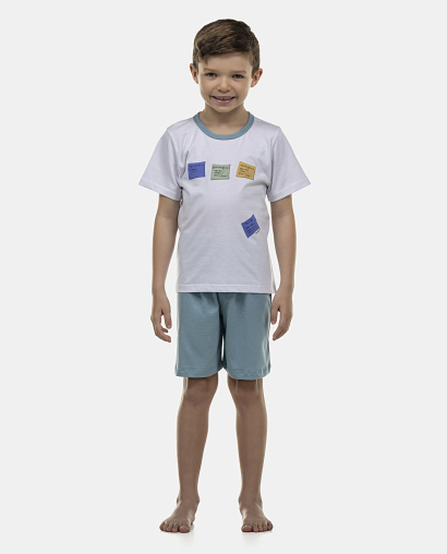 Pijama Masculino Kids Manga Curta e Bermuda