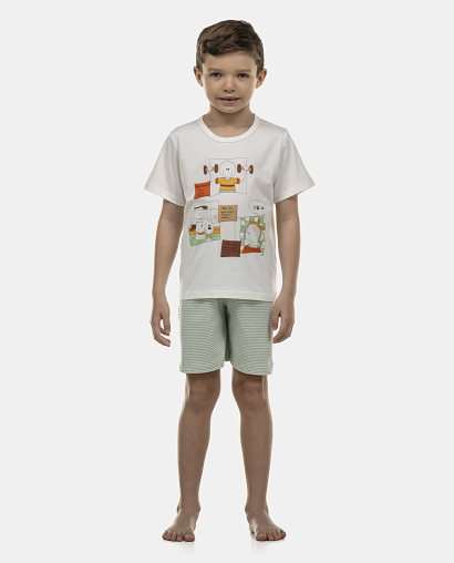 Pijama Masculino Kids Manga Curta e Bermuda