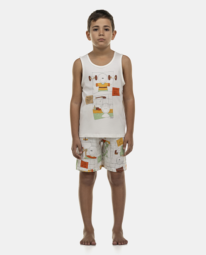 Pijama Masculino Kids  Regata e Bermuda