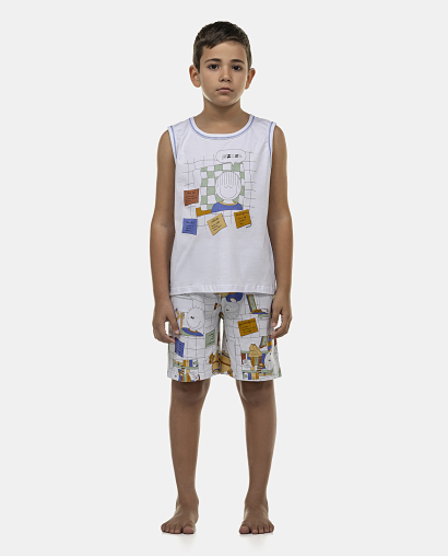 Pijama Masculino Kids Regata Machão e Bermuda