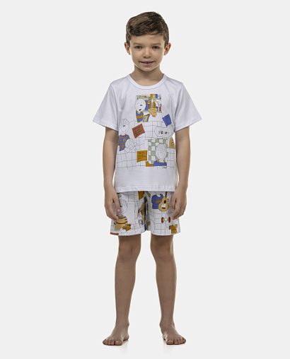 Pijama Masculino Kids Manga Curta e Bermuda