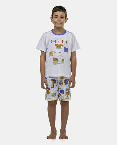 Pijama Masculino Kids Manga Curta e Bermuda