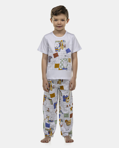 Pijama Masculino Kids Manga Curta e Calça