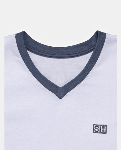 Pijama Masculino Kids Manga Curta e Bermuda Decote V