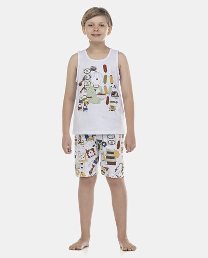 Pijama Masculino Kids  Regata e Bermuda