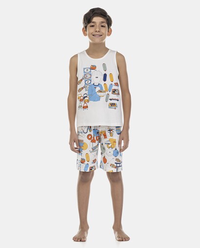 Pijama Masculino Kids  Regata e Bermuda