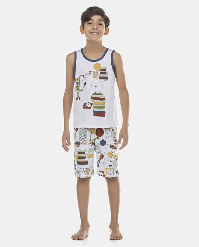 Pijama Masculino Kids  Regata e Bermuda