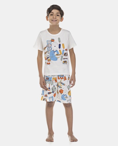 Pijama Masculino Kids Manga Curta e Bermuda
