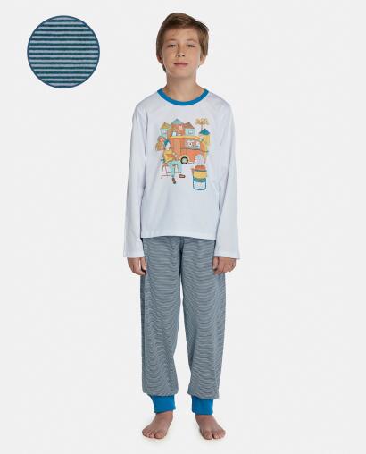 Pijama Masculino Kids Manga Longa e Calça