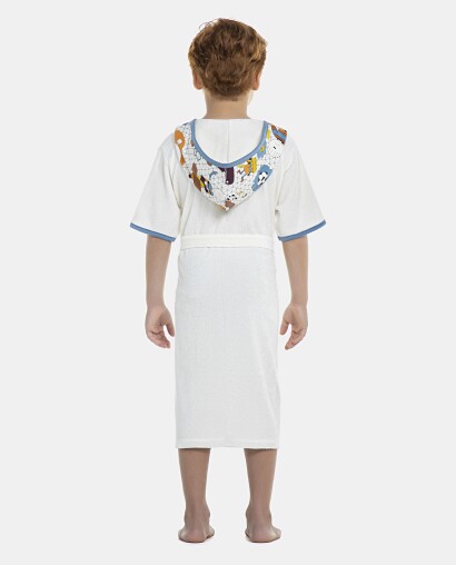 Roupão Masculino Kids Manga Curta Atoalhado Com Touca