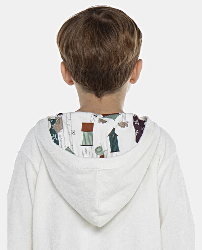 Roupão Masculino Kids Manga Longa Fechado Com Capuz Atoalhado