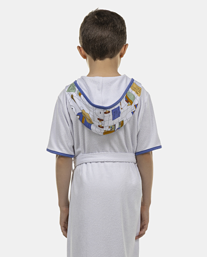 Roupão Masculino Kids Manga Curta Atoalhado Com Touca