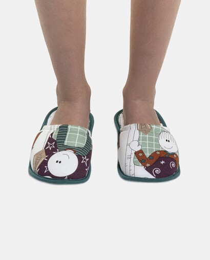 Pantufa Masculina Kids Fechada Estampa Corrida