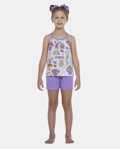 Pijama Feminino Kids Alça e Short