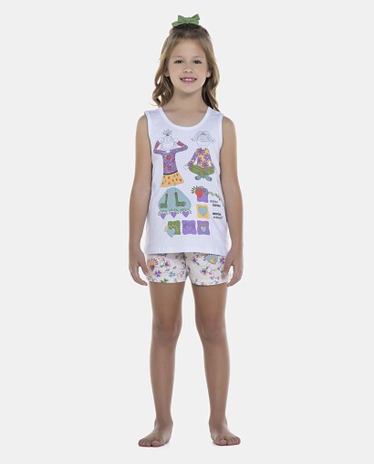Pijama Feminino Kids Regata e Short