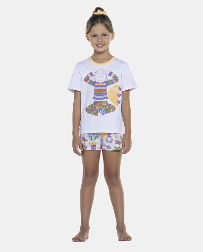 Pijama Feminino Kids Manga Curta e Short