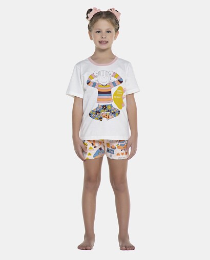 Pijama Feminino Kids Manga Curta e Short