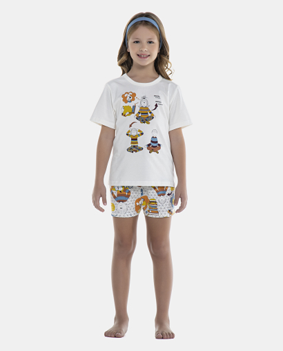 Pijama Feminino Kids Manga Curta e Short
