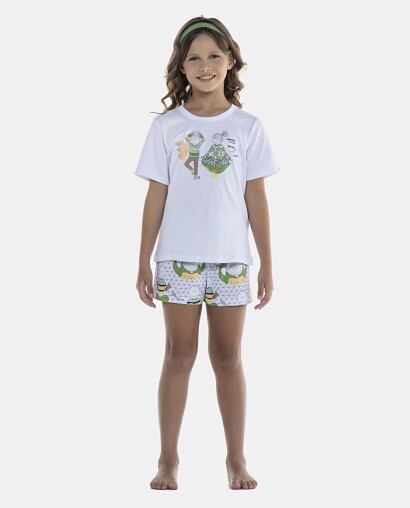 Pijama Feminino Kids Manga Curta e Short