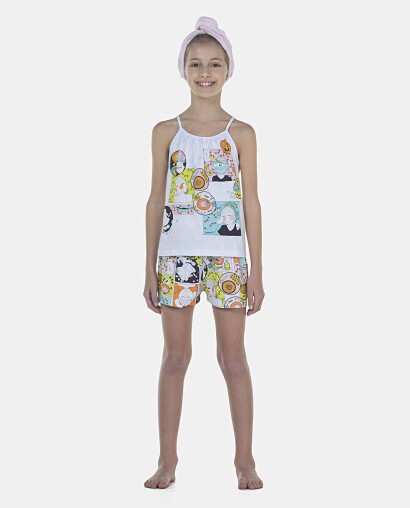 Pijama Feminino Kids Alça e Short