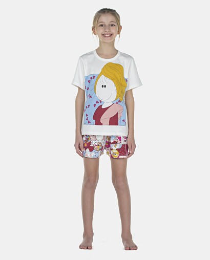Pijama Feminino Kids Manga Curta e Short