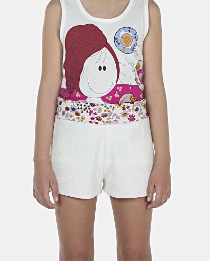 Pijama Feminino Kids Regata e Short Atoalhado