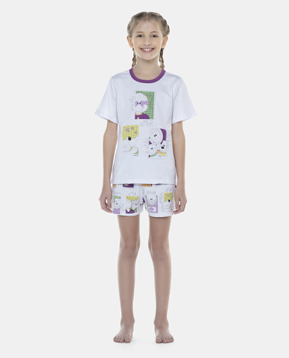Pijama Feminino Kids Manga Curta e Short