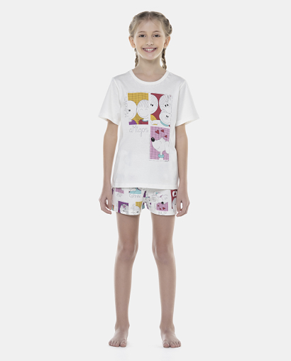 Pijama Feminino Kids Manga Curta e Short