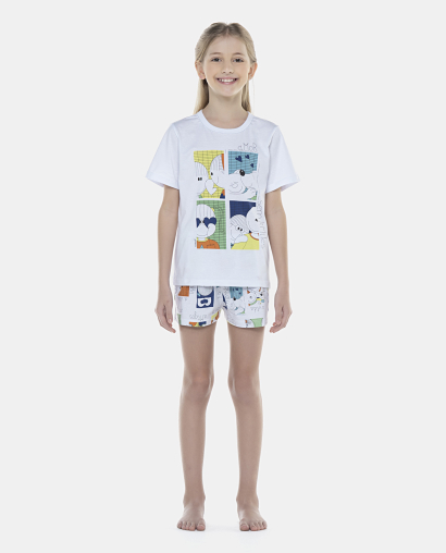 Pijama Feminino Kids Manga Curta e Short