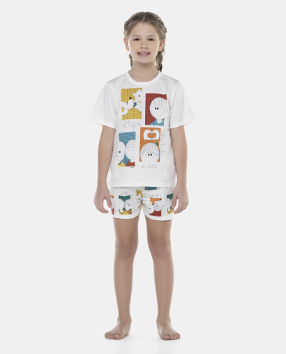 Pijama Feminino Kids Manga Curta e Short