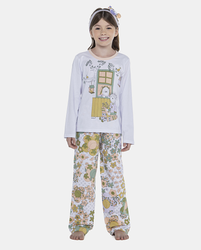 Pijama Feminino Kids Manga Longa e Calça