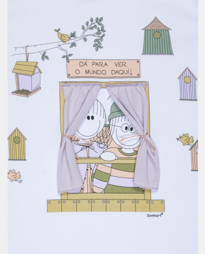 Pijama Feminino Kids Manga Longa e Calça 