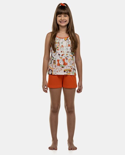 Pijama Feminino Kids Alça e Short