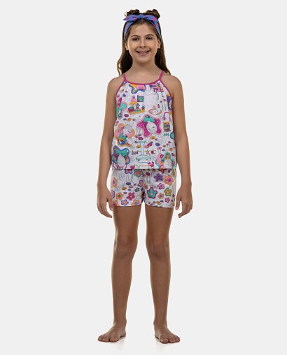 Pijama Feminino Kids Alça e Short