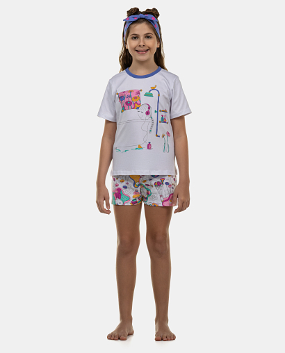 Pijama Feminino Kids Manga Curta e Short