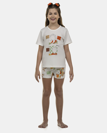 Pijama Feminino Kids Manga Curta e Short