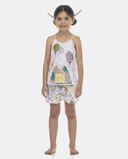 Pijama Feminino Kids Alça e Short