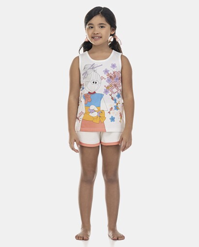 Pijama Feminino Kids Regata e Short Atoalhado