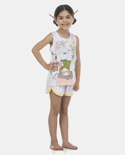 Pijama Feminino Kids Regata e Short Atoalhado