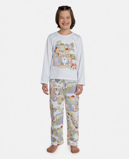 Pijama Feminino Kids Manga Longa e Calça