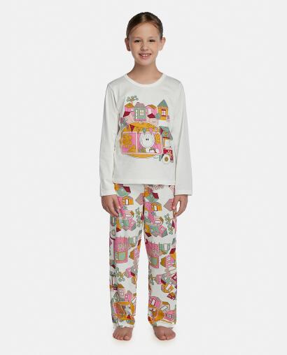 Pijama Feminino Kids Manga Longa e Calça