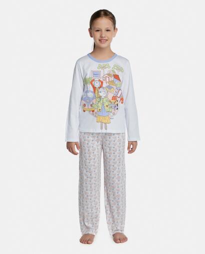 Pijama Feminino Kids Manga Longa e Calça