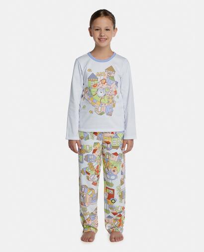 Pijama Feminino Kids Manga Longa e Calça Moletinho