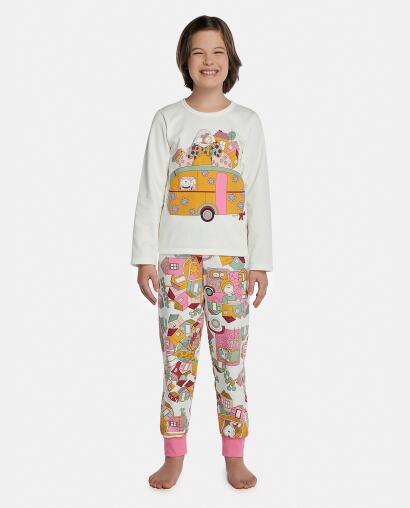 Pijama Feminino Kids Manga Longa e Calça Moletinho