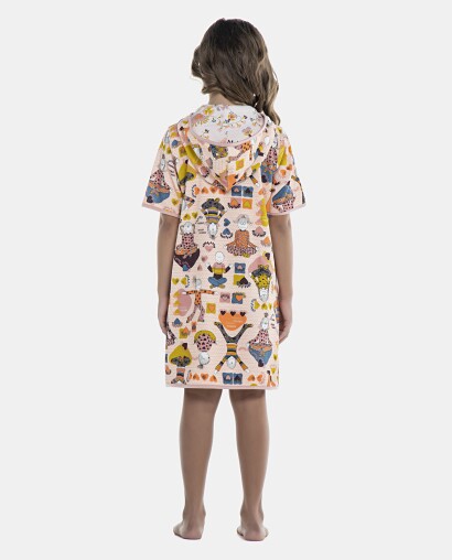 Roupão Feminino Kids Manga Curta Com Capuz