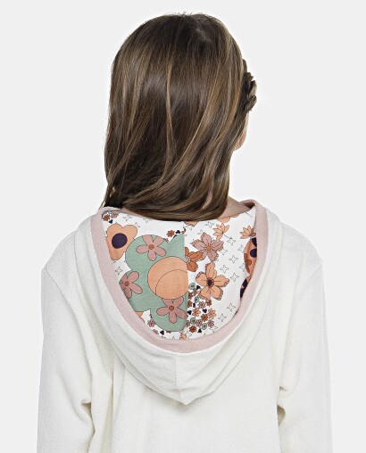 Roupão Feminino Kids Manga Longa Fechado Com Capuz Atoalhado